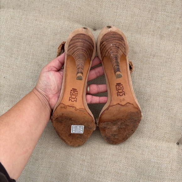 Ulla Johnson Manu Tan Suede Braided Detail Heel - Picture 6 of 8